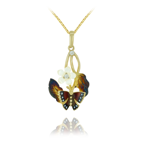 Glowing Blossom and Butterfly Pendant