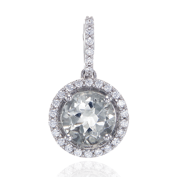Sparkling Round Halo Mint Quartz Pendant