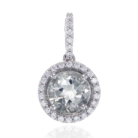 Sparkling Round Halo Mint Quartz Pendant