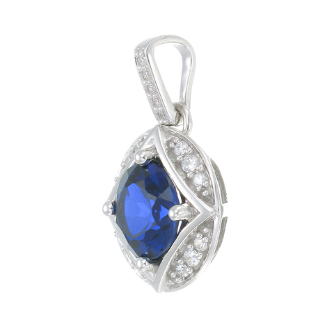 Bezel Set Vintage Inspired Blue Sapphire Pendant