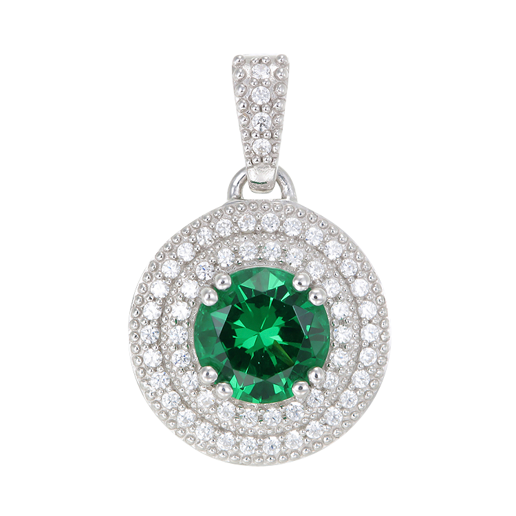 Green Alpinite Double Halo Pendant