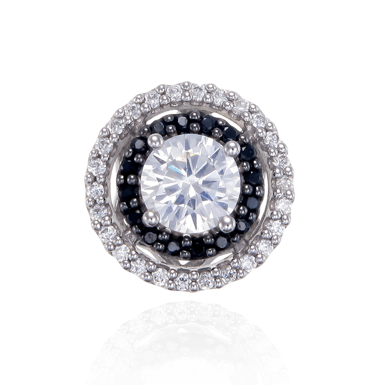 Elegant Circular Pendant with Black Stone Accents