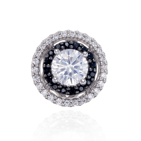 Elegant Circular Pendant with Black Stone Accents