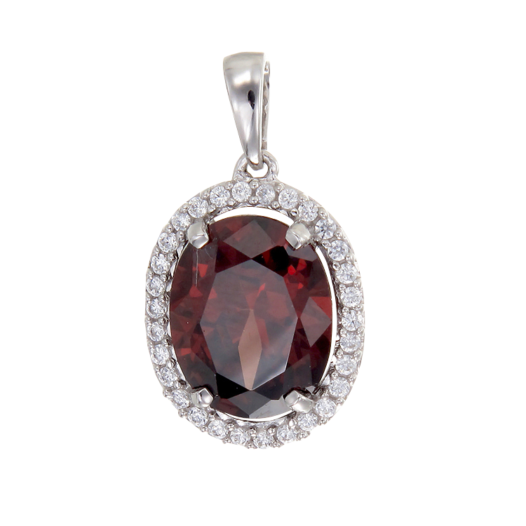 Classic Garnet Pendant with Halo