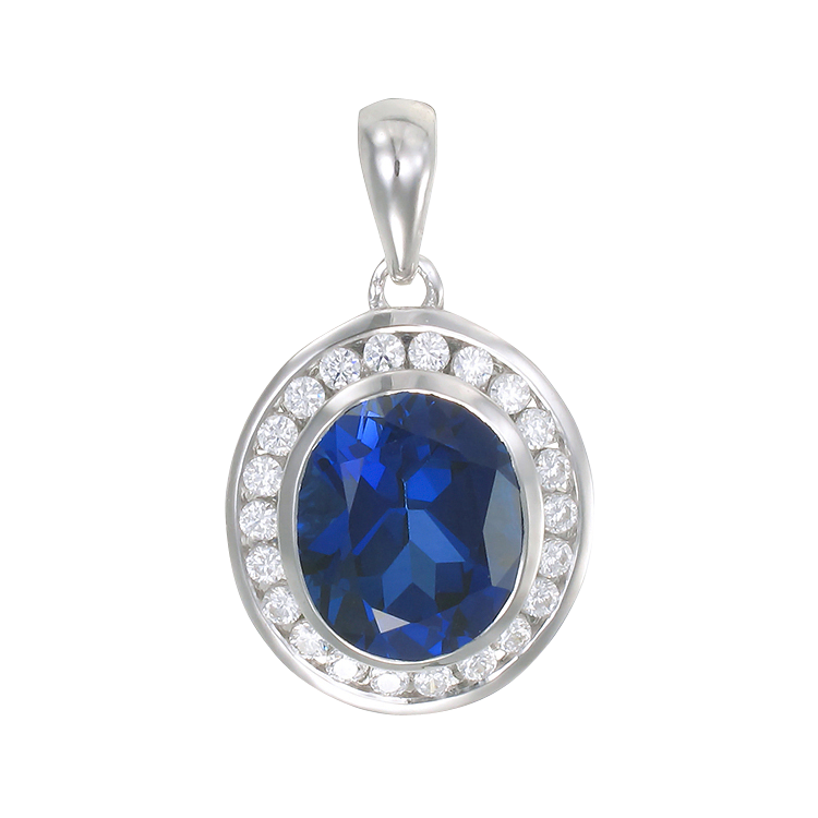 Regal Blue Sapphire Oval Pendant