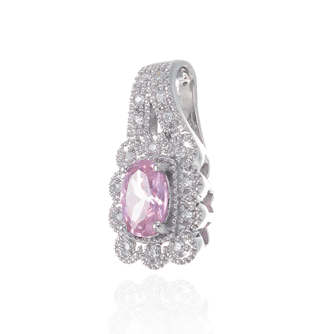 Scalloped Halo Pink Pendant