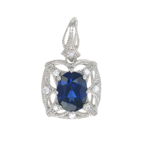 Graceful Blue Sapphire Pendant with Filigree Detail