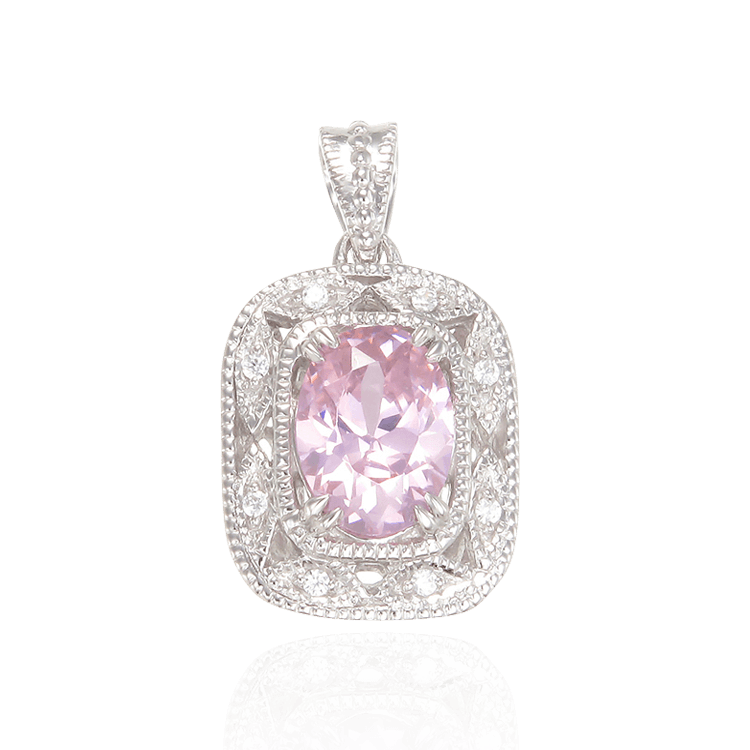Deco Inspired Pink CZ Pendant