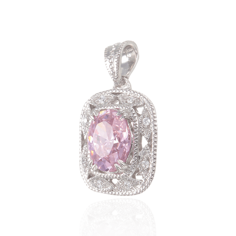 Deco Inspired Pink CZ Pendant