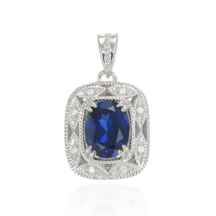 Deco Inspired Blue Sapphire Pendant