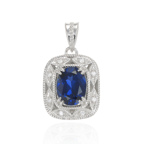 Deco Inspired Blue Sapphire Pendant