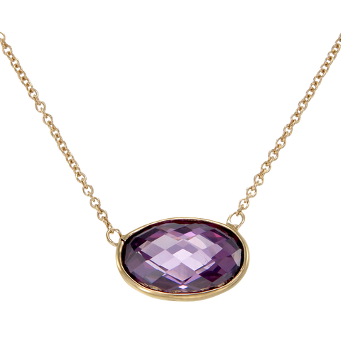 Lustrous Sparkling Amethyst 18K Gold Vermeil Pendant