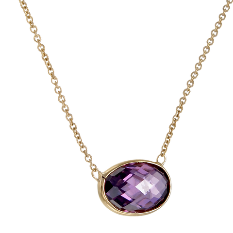 Lustrous Sparkling Amethyst 18K Gold Vermeil Pendant