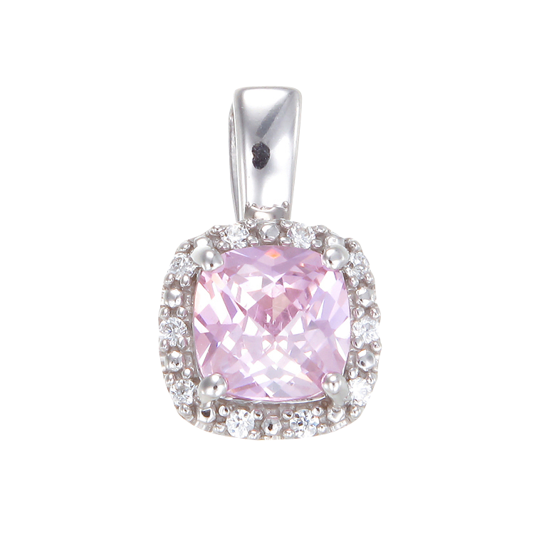 Dazzling Pink Pendant with Sparkling Halo