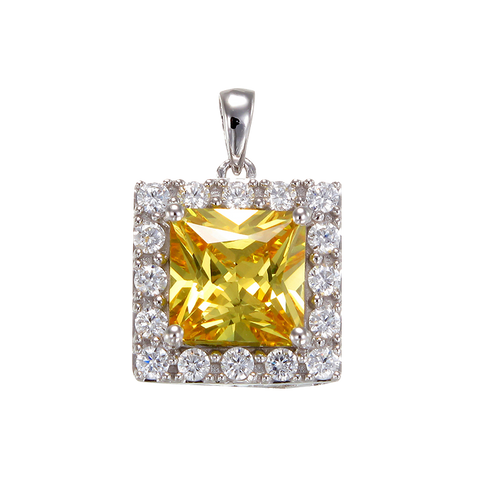 Brilliant Yellow Pendant with Halo