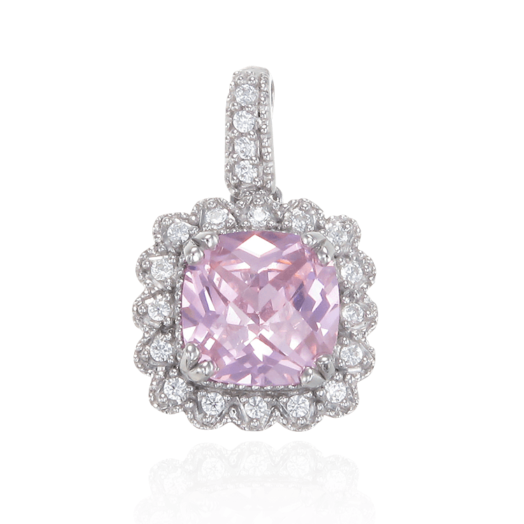 Classic Pink Pendant with Accented Setting