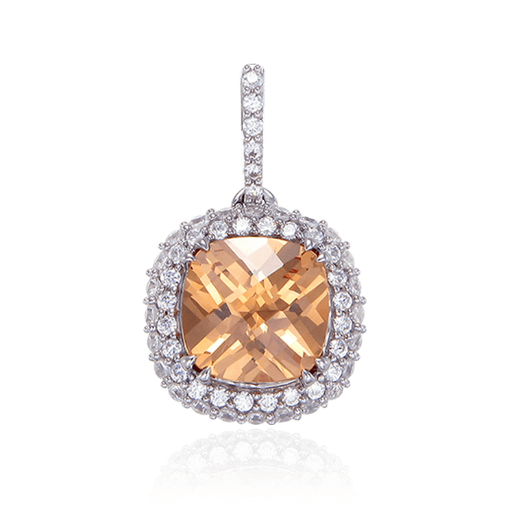 Filigree Cushion Cut Champagne Pendant