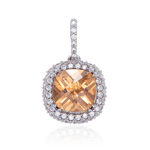 Filigree Cushion Cut Champagne Pendant