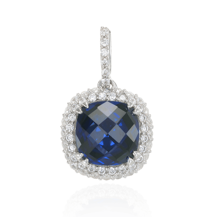 Filigree Cushion Cut Sapphire Pendant