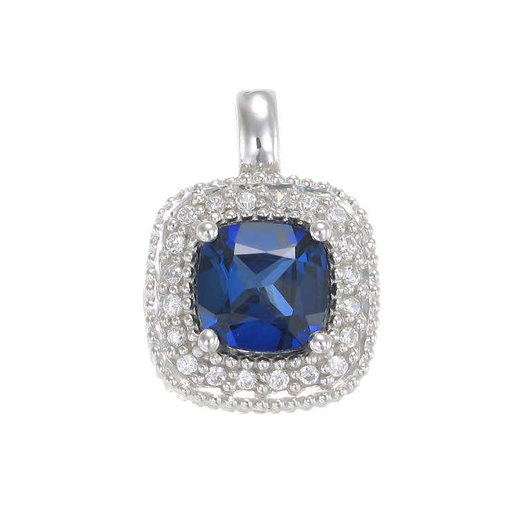 Sapphire Pendant with Radiant Accents