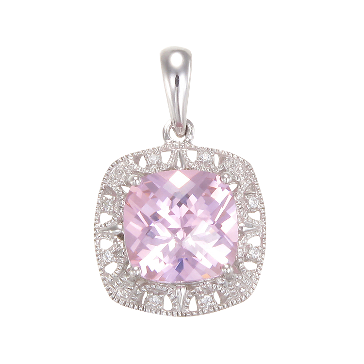 Shimmering Pink Pendant with Halo
