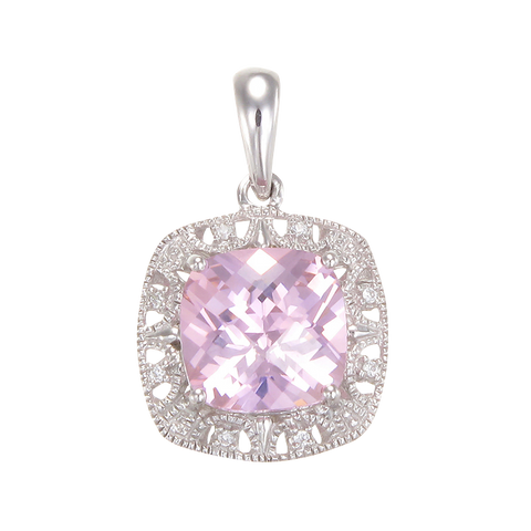 Shimmering Pink Pendant with Halo