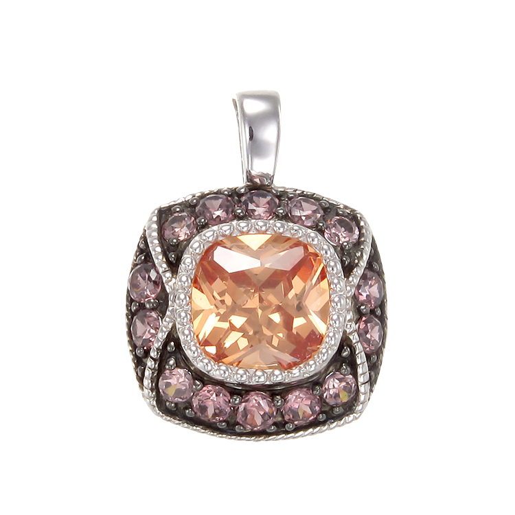 Cloisonne Champagne and Rhodolite Pendant