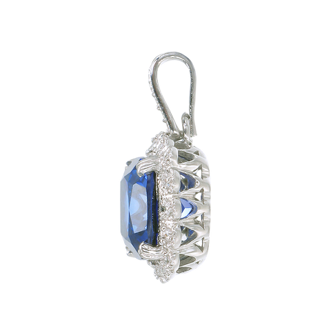 Classic Sapphire Pendant with Accented Halo