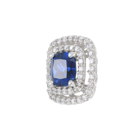 Raised Double Halo Blue Sapphire Pendant