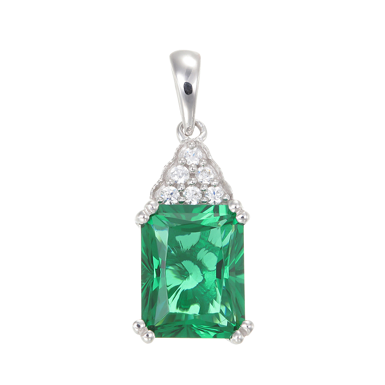 Green Alpinite Emerald Cut Cluster Pendant