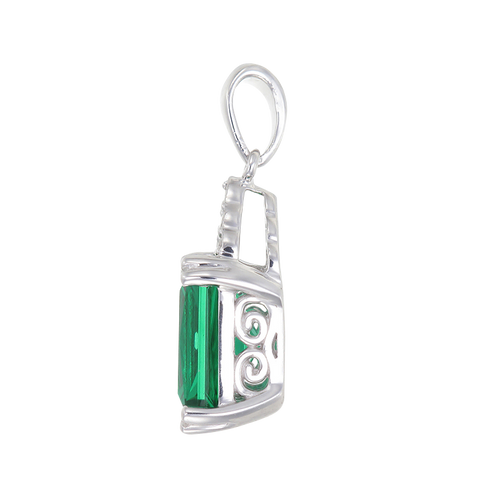 Green Alpinite Emerald Cut Cluster Pendant