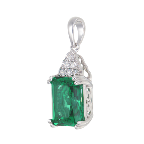 Green Alpinite Emerald Cut Cluster Pendant