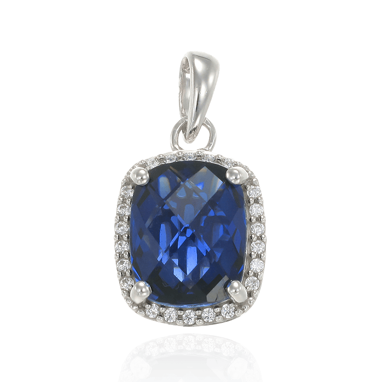 Luscious Blue Sapphire Pendant with Halo