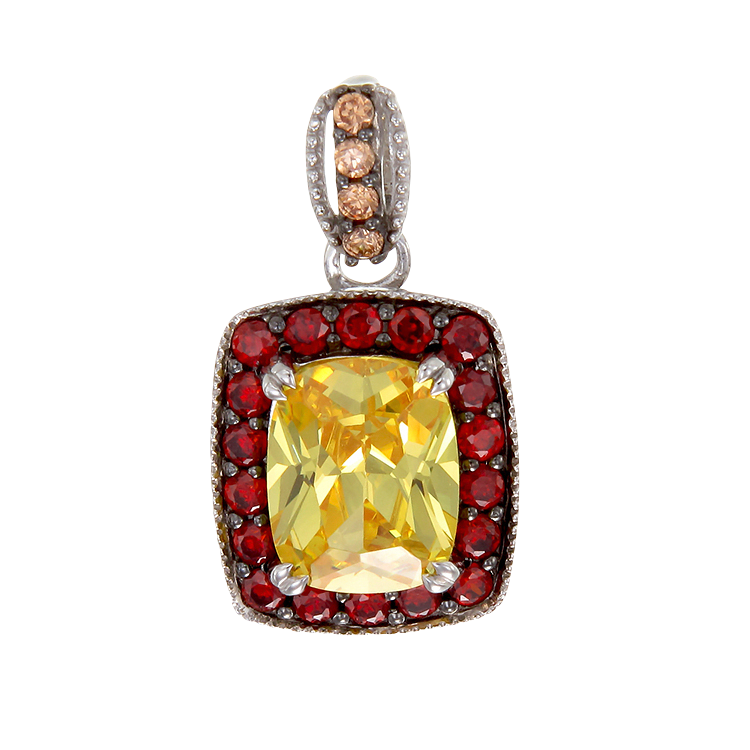 Luscious Vintage Inspired Yellow, Garnet and Champagne Pendant