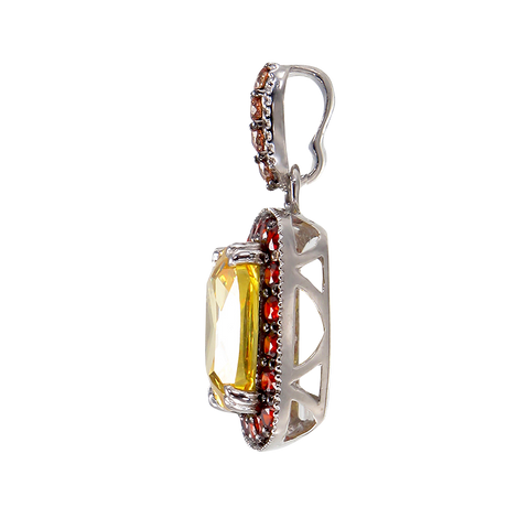 Luscious Vintage Inspired Yellow, Garnet and Champagne Pendant