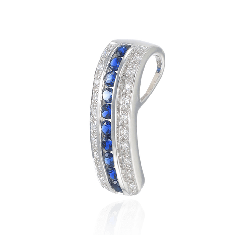 Sparkling Luscious Sapphire Curved Drop Pendant