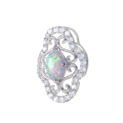 Floating Arabesque Filigree Opal Pendant