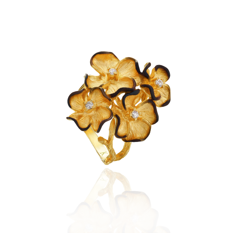 Ember Hawaiian Orchid Cluster Ring