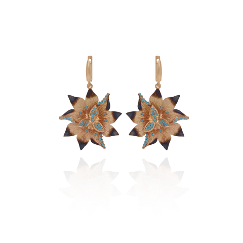 Ember Desert Flower with Sparkling Blue Accents Earrings