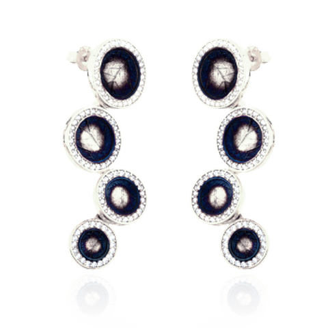 Imprinted Leaf Disc Ember Earrings