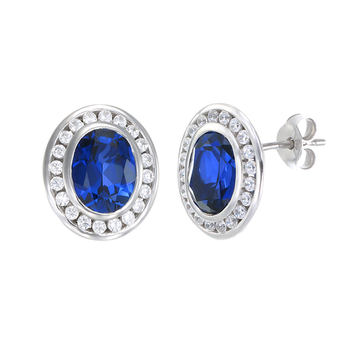 Regal Blue Sapphire Oval Earrings