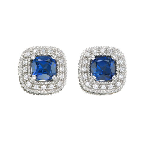 Sapphire Earrings with Radiant Accents