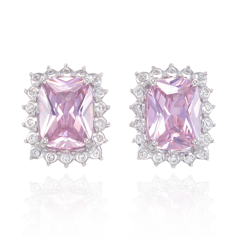 Pink Earrings with Sparkling Halo