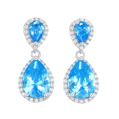 Glamorous Teardrop Blue Earrings