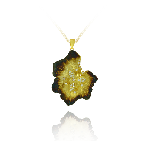 Ember Leaf Petals with Sparkling Center Pendant