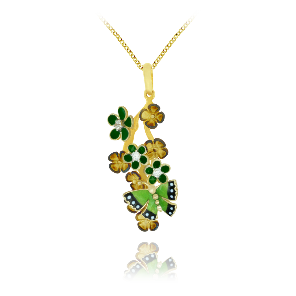 Sparkling Enamel Blossoms Pendant