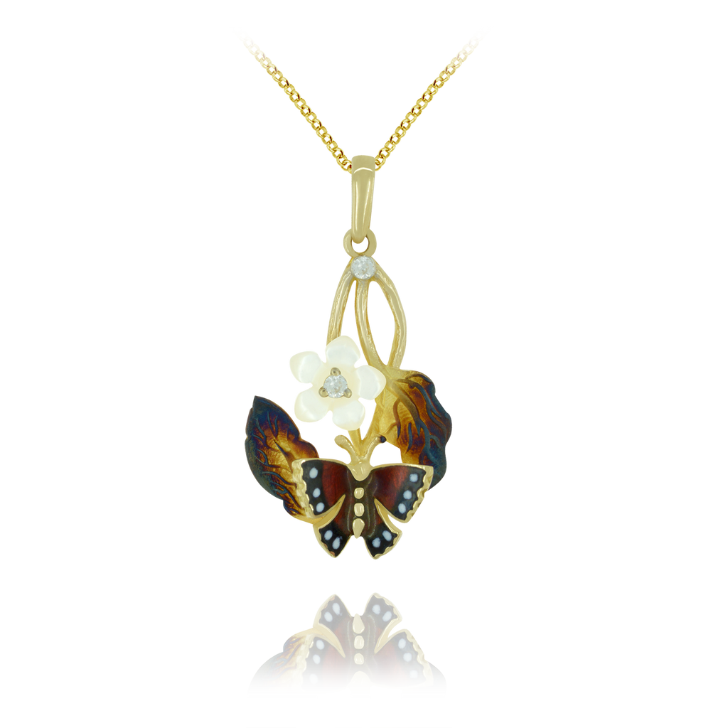 Glowing Blossom and Butterfly Pendant