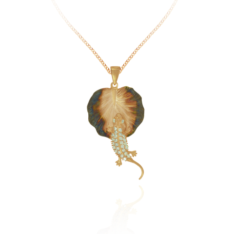 Ember Leaf with Sparkling Lizard Pendant