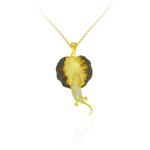 Ember Leaf with Sparkling Lizard Pendant