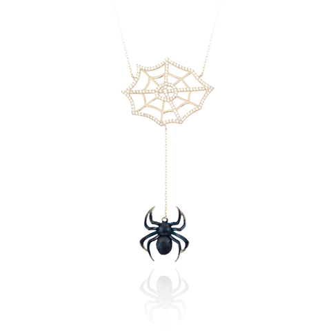 Small Burnt Web Spider Drop Necklace